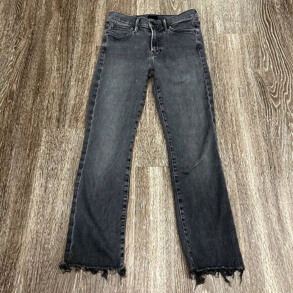 GUC Mother The Rascal Ankle Snippet Jeans 27 Dear Mr. Black Cropped Slim Raw Hem - Picture 3 of 15